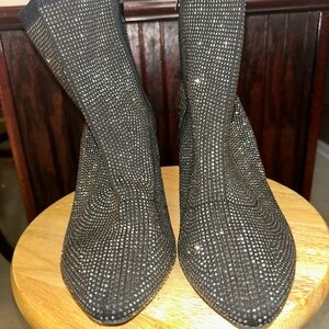 Torrid Women's Black Rhinestone Pointed Toe Sock Boots